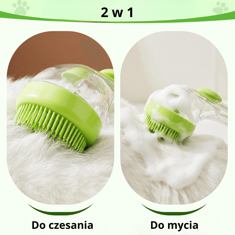 PetGlow - Szczotka do kąpieli zwierząt z dozownikiem szamponu