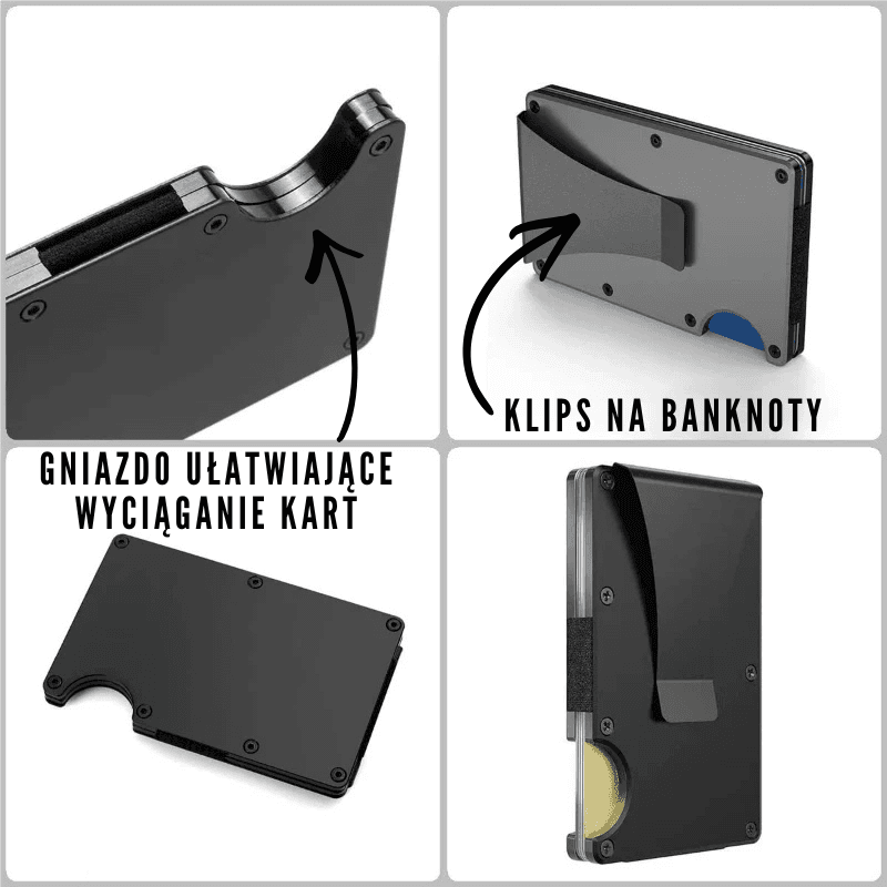 Rewo - aluminiowy portfel blokujący RFID